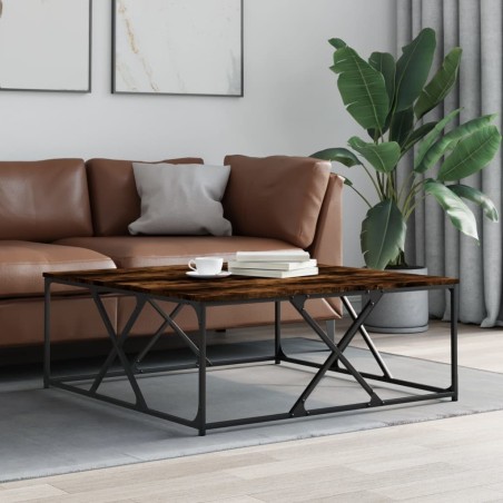 Table basse chêne fumé 100x100x40 cm bois d'ingénierie 621990621990