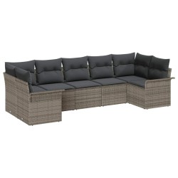 Ensemble de canapé de jardin avec coussin 7 pcs Gris Poly rotin 622029622029