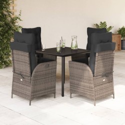 Ensemble à manger de jardin 5 pcs coussins gris résine tressée 622041622041