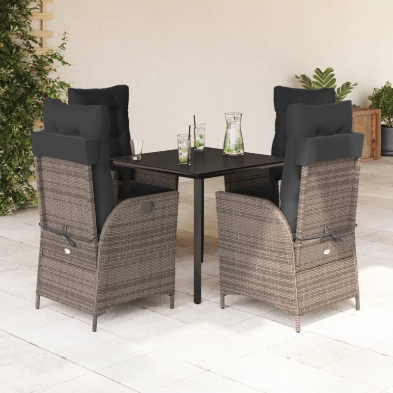 Ensemble à manger de jardin 5 pcs coussins gris résine tressée 622041622041