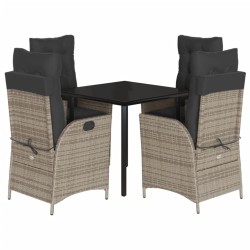 Ensemble à manger de jardin 5 pcs coussins gris résine tressée 622041622041