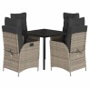 Ensemble à manger de jardin 5 pcs coussins gris résine tressée 622041622041
