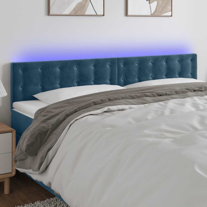 Tête de lit à LED Bleu foncé 200x5x78/88 cm Velours 622045622045
