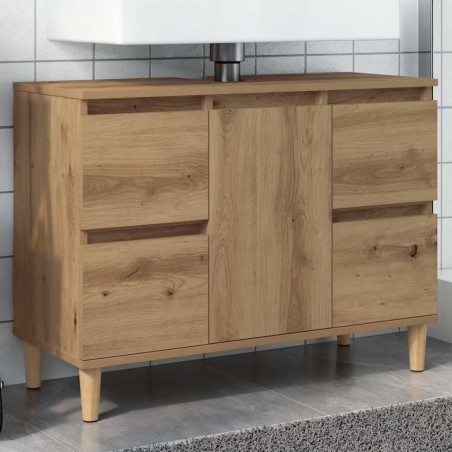 Armoire d'évier chêne artisanal 80x33x60 cm bois d'ingénierie 622058622058