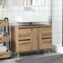 Armoire d'évier chêne artisanal 80x33x60 cm bois d'ingénierie 622058622058