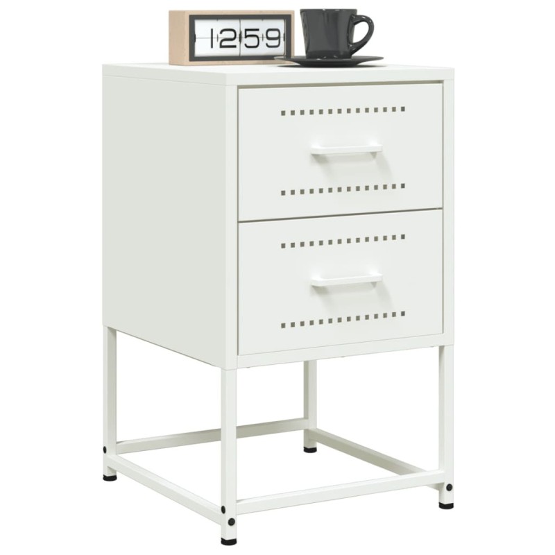 Tables de chevet 2 pcs blanc 36x39x60,5 cm acier 622060622060