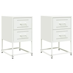 Tables de chevet 2 pcs blanc 36x39x60,5 cm acier 622060622060