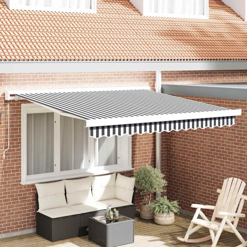 Auvent rétractable anthracite/blanc 3x2,5 m tissu et aluminium 622062622062