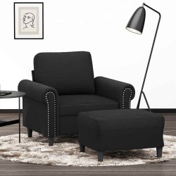 Fauteuil avec repose-pied Noir 60 cm Velours 622073622073
