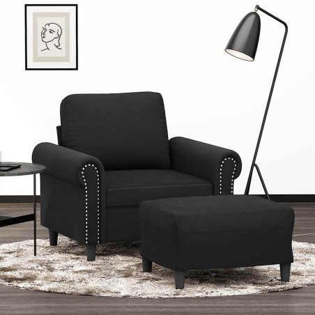 Fauteuil avec repose-pied Noir 60 cm Velours 622073622073