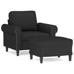 Fauteuil avec repose-pied Noir 60 cm Velours 622073622073