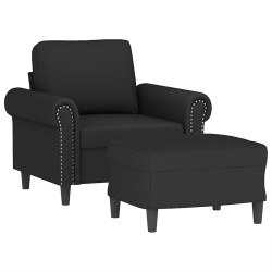 Fauteuil avec repose-pied Noir 60 cm Velours 622073622073