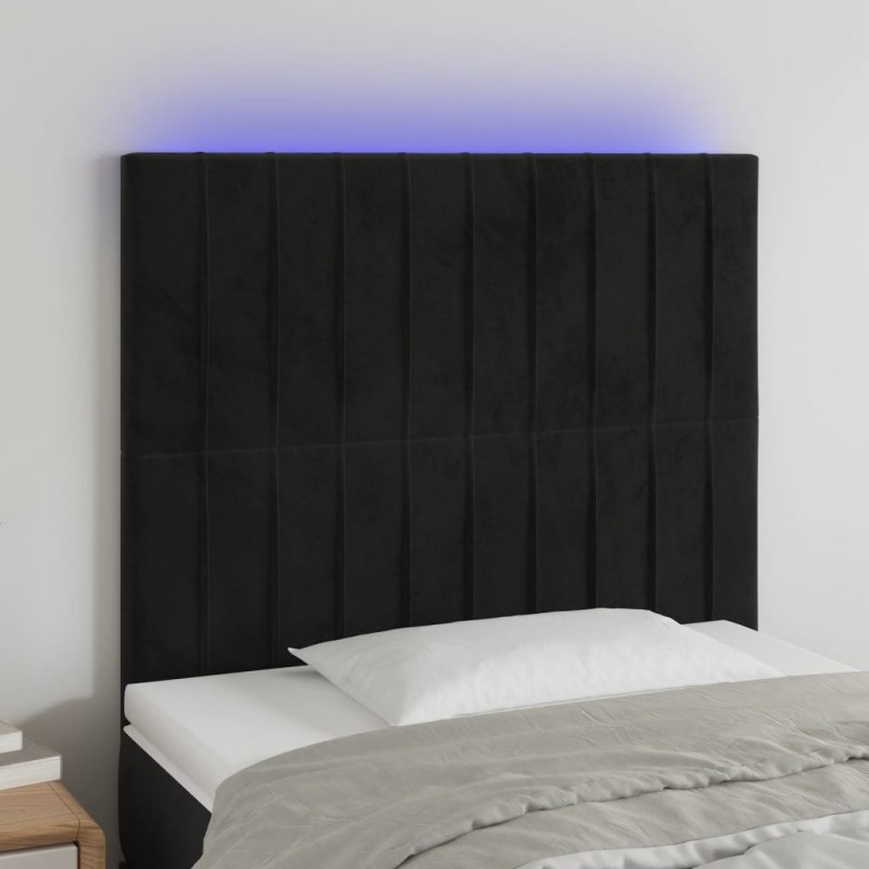 Tête de lit à LED Noir 100x5x118/128 cm Velours 622092622092