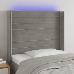 Tête de lit à LED Gris clair 103x16x118/128 cm Velours 622107622107