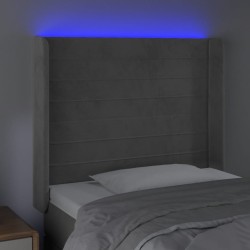 Tête de lit à LED Gris clair 103x16x118/128 cm Velours 622107622107
