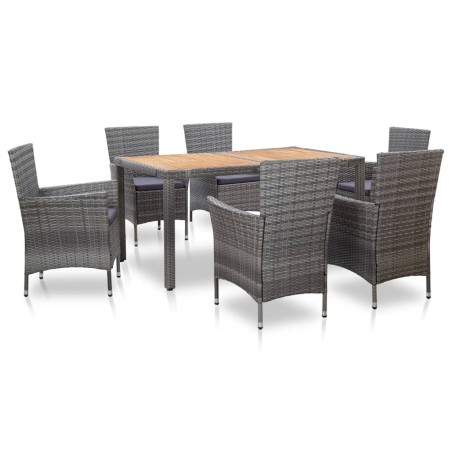 Ensemble à manger d'extérieur 7pcs coussins Résine tressée Gris 622113622113