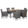 Ensemble à manger d'extérieur 7pcs coussins Résine tressée Gris 622113622113