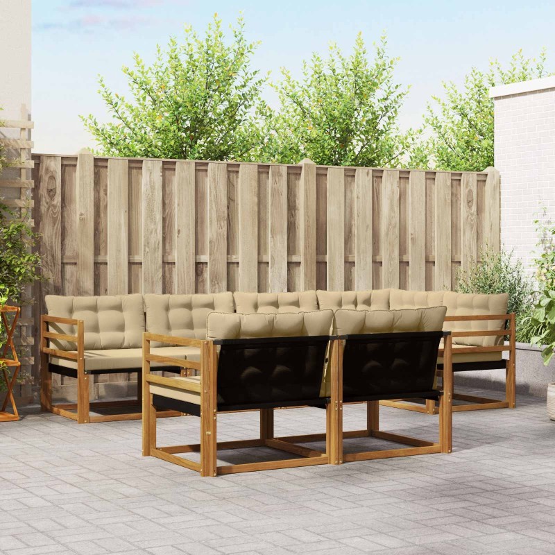 Ensemble de canapés d'extérieur 7 pcs Naturel et Beige 622114622114