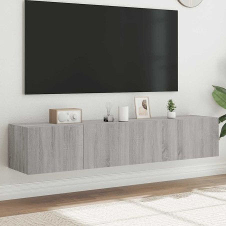 Meubles TV muraux et lumières LED 2pcs sonoma gris 80x35x31 cm 622122622122