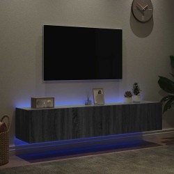 Meubles TV muraux et lumières LED 2pcs sonoma gris 80x35x31 cm 622122622122