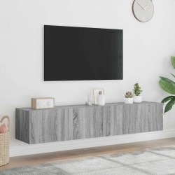 Meubles TV muraux et lumières LED 2pcs sonoma gris 80x35x31 cm 622122622122