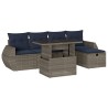 Ensemble de canapé de jardin 6 pcs avec coussins gris résine tressée 622128622128