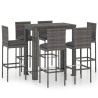 Ensemble de bar d'extérieur 7 pcs coussins Résine tressée Gris 622129622129