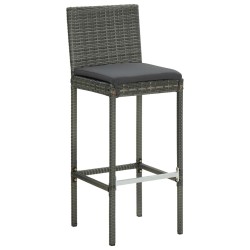 Ensemble de bar d'extérieur 7 pcs coussins Résine tressée Gris 622129622129