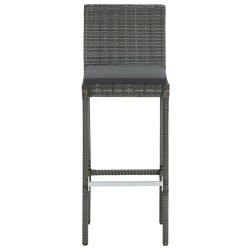 Ensemble de bar d'extérieur 7 pcs coussins Résine tressée Gris 622129622129