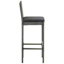 Ensemble de bar d'extérieur 7 pcs coussins Résine tressée Gris 622129622129