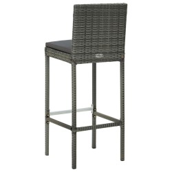 Ensemble de bar d'extérieur 7 pcs coussins Résine tressée Gris 622129622129