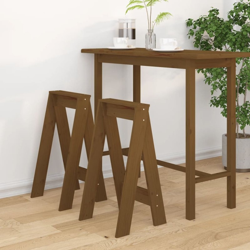 Tabourets lot de 2 marron miel 40x40x75 cm bois massif de pin 622130622130