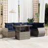 Ensemble de canapé de jardin 6 pcs avec coussins gris résine tressée 622140622140