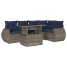 Ensemble de canapé de jardin 6 pcs avec coussins gris résine tressée 622140622140
