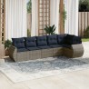 Ensemble de canapé de jardin 6 pcs avec coussins gris résine tressée 622141622141