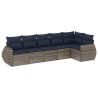 Ensemble de canapé de jardin 6 pcs avec coussins gris résine tressée 622141622141