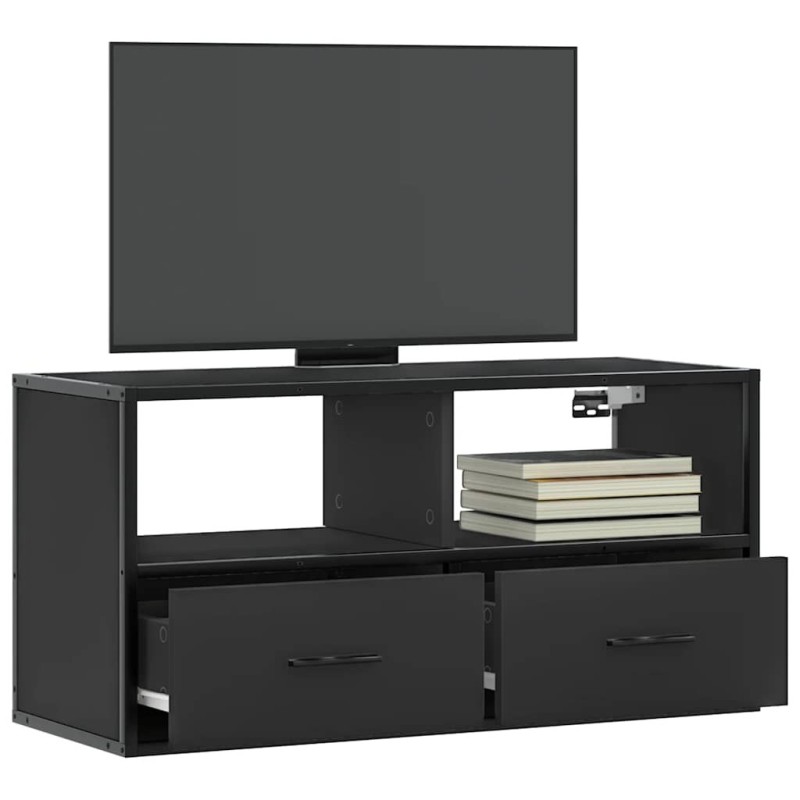 Meuble TV noir 80x31x39,5 cm bois d'ingénierie et métal 622143622143