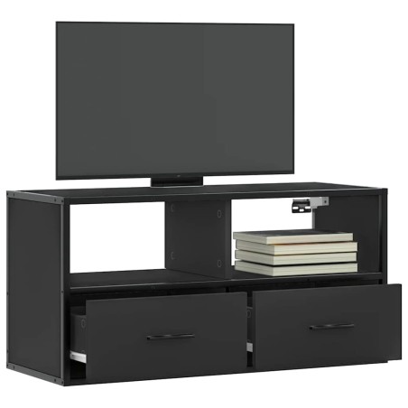 Meuble TV noir 80x31x39,5 cm bois d'ingénierie et métal 622143622143