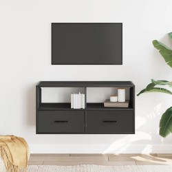 Meuble TV noir 80x31x39,5 cm bois d'ingénierie et métal 622143622143