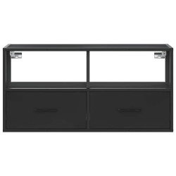 Meuble TV noir 80x31x39,5 cm bois d'ingénierie et métal 622143622143