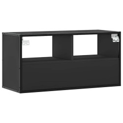Meuble TV noir 80x31x39,5 cm bois d'ingénierie et métal 622143622143