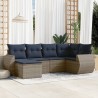 Ensemble de canapé de jardin 6 pcs avec coussins gris résine tressée 622144622144