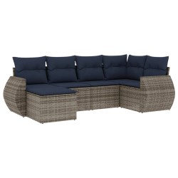 Ensemble de canapé de jardin 6 pcs avec coussins gris résine tressée 622144622144