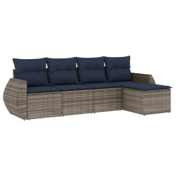 Ensemble de canapé de jardin 5 pcs avec coussins gris résine tressée 622145622145