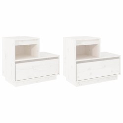 Tables de chevet 2 pcs Blanc 60x34x51 cm Bois de pin solide 622146622146