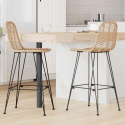 Chaise de bar 2 pcs 44 x 52 x 111 cm Rotin et métal 622147622147