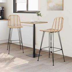 Chaise de bar 2 pcs 44 x 52 x 111 cm Rotin et métal 622147622147