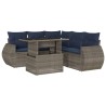 Ensemble de canapé de jardin 6 pcs avec coussins gris résine tressée 622151622151