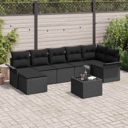 Ensemble de canapé de jardin avec coussin 8 pcs Noir polyrotin 622156622156