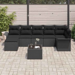 Ensemble de canapé de jardin avec coussin 8 pcs Noir polyrotin 622156622156